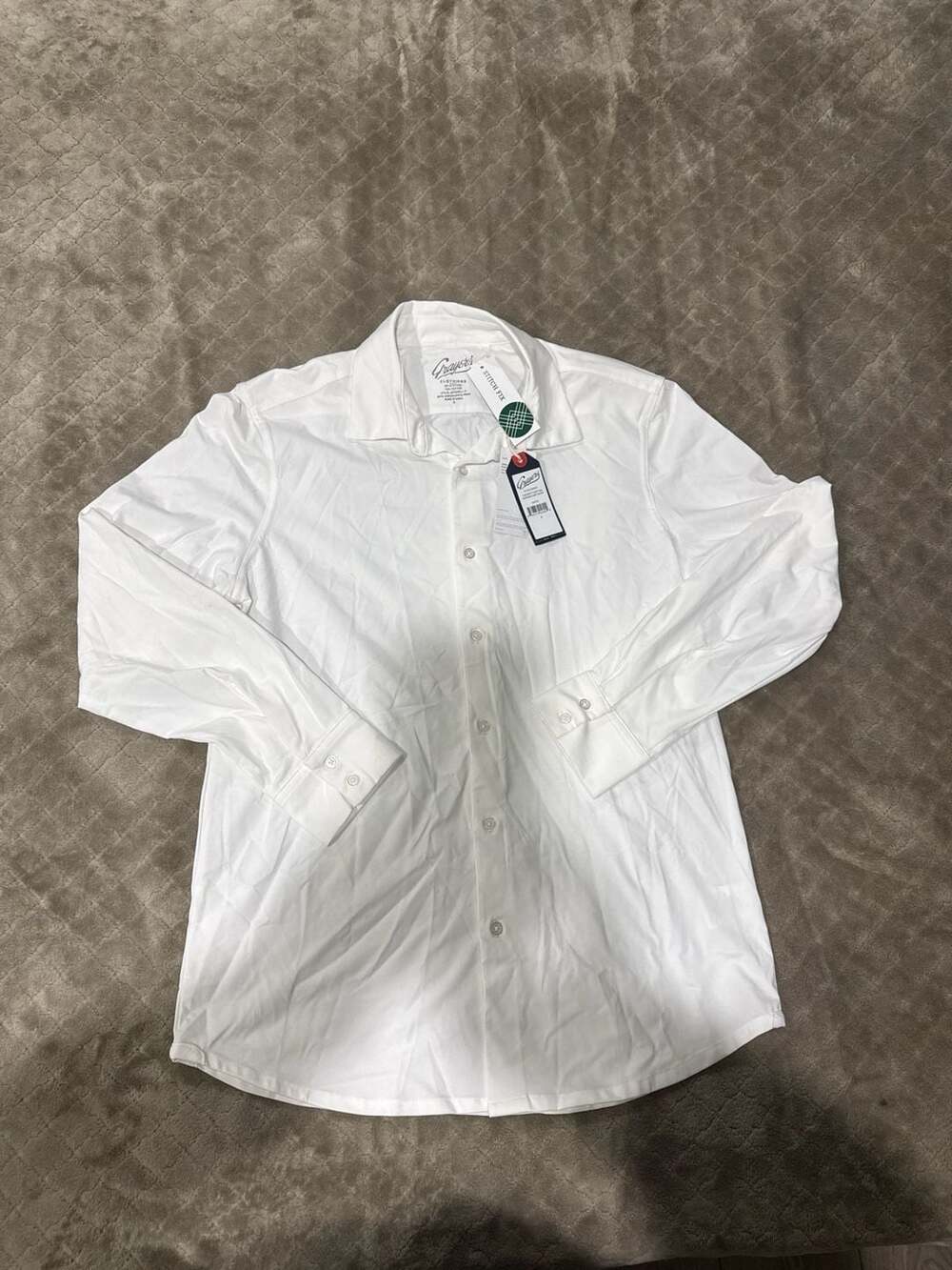 Grayers Hackett Cotton Sorona Knit Long Sleeve Button Up Shirt - White